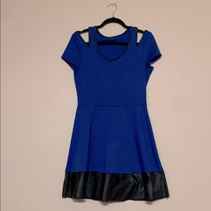 Blue A-Line Dress with Shoulder Cut Outs